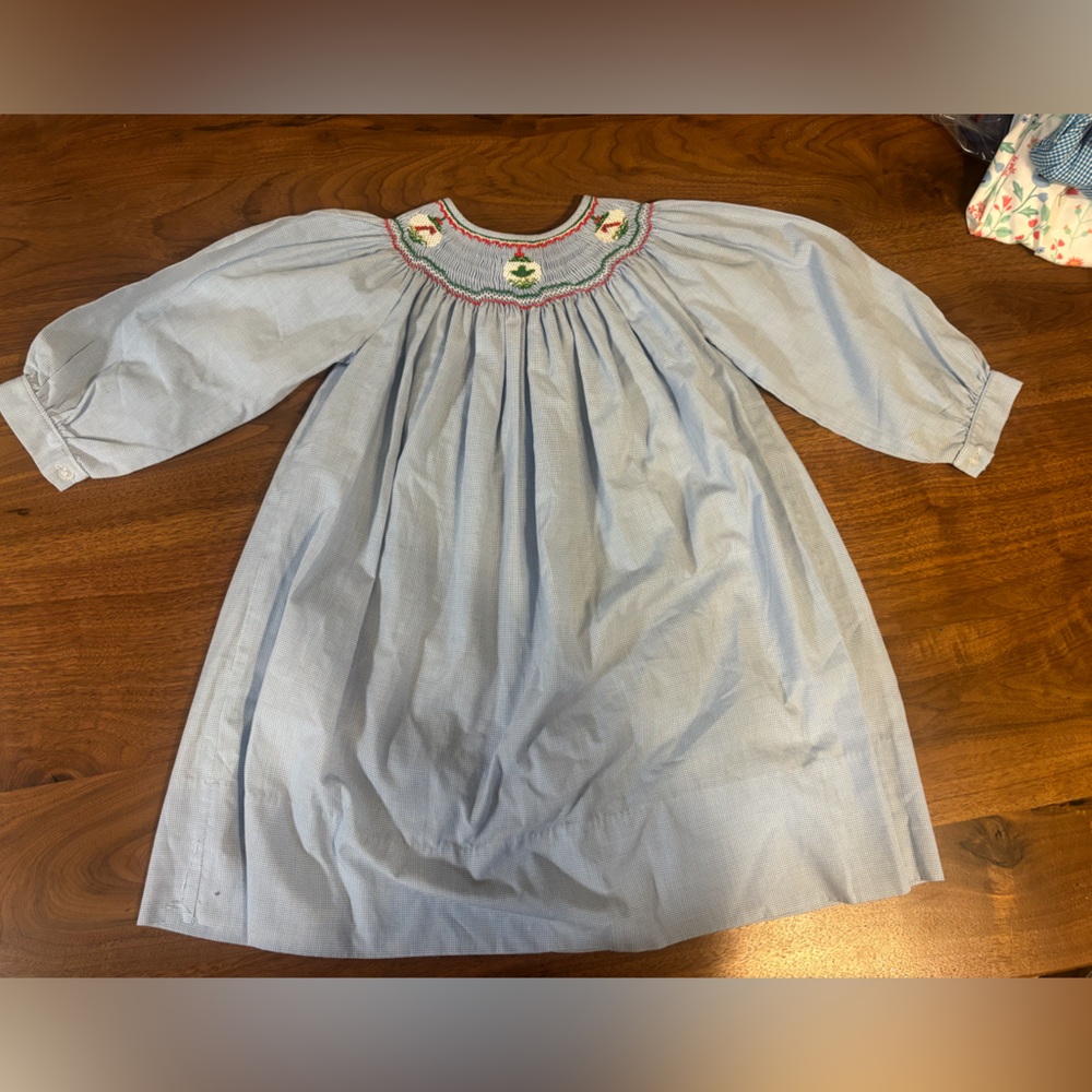 Size 2t Sweet Angela by Rosalina ornament long sleeve Christmas smocked dress